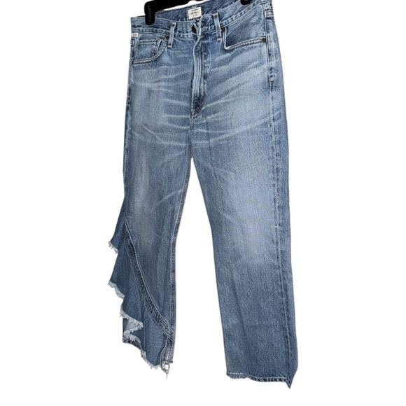 Women's Blue Jeans with ruffle leg. Size 28. - Picture 3 of 5